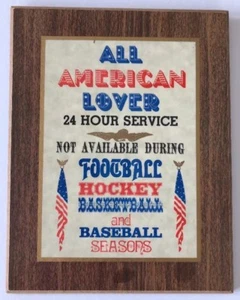 Man Cave Wall Art All American Lover Sex Football Hockey Baseball Wood Sports - Picture 1 of 12