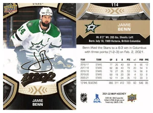  21/22 2021/22 Upper Deck MVP Gold Script #114 Jamie Benn - Dallas Stars - Imagen 1 de 1