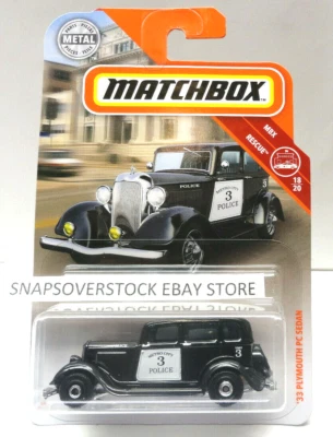 2019 火柴盒黑色 '33 PLYMOUTH PC SEDAN 警用车,MBX 救援 #18/20,MBX #45 — 第 1/4 张图片