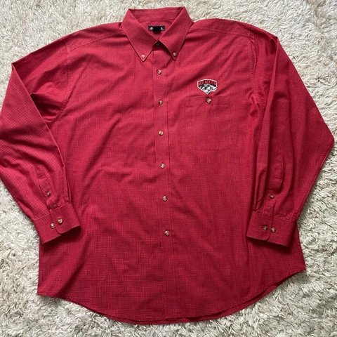 New Mexico Lobos Men's Large Red Plaid Cotton Blend Long Sleeve Antigua Shirt Cover