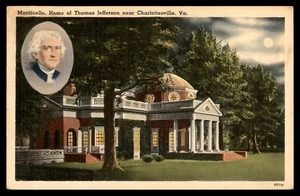 Postcard Monticello, Thomas Jefferson, Charlottesville, VA LINEN POSTED 1948 - Picture 1 of 2