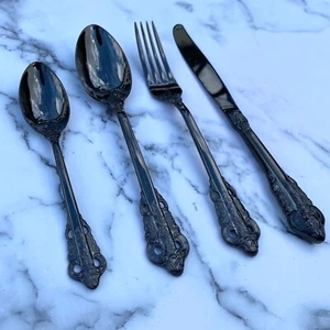 Juego de cubiertos Stealth negro utensilios para el hogar de lujo tenedor cuchara utensilios de cocina decoración Reino Unido - Imagen 1 de 4