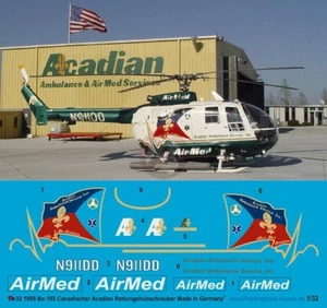 Peddinghaus 1/32 Bo 105S Marcas de helicóptero de rescate N911DD AirMed Acadian 1959 - Imagen 1 de 1