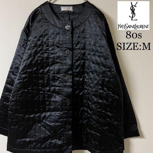 SAINT LAURENT (YSL) Cappotto imbottito anni 80 YVES SAINT LAURENT No colletto M Nero donna dal Giappone giapponese!