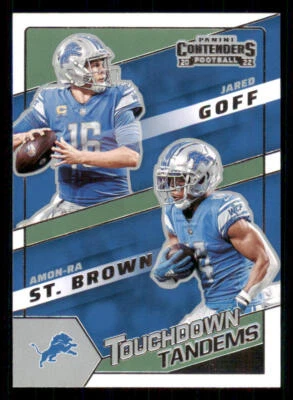 2022 Panini Contenders Touchdown Tandems #14 Amon-Ra St. Brown/Jared Goff - Image 1 of 2