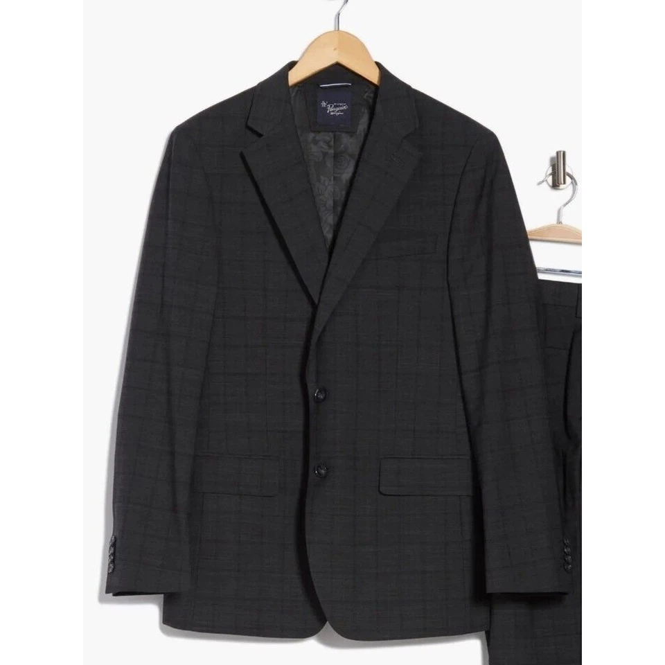 Osmans Slim Fit Grey Plaid Wool Blend Suit Jacket - Image 1 of 1