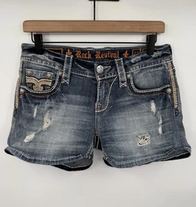 Rock Revival Chereen Women’s Distressed Shorts Size 27 Light Wash Grunge Stretch - Picture 1 of 9