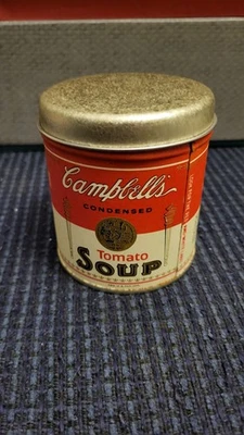 vintage década de 1990 Campbell's sopa de tomate condensado lata colecionável - excelente estado usado com tampa - Imagem 1 de 4