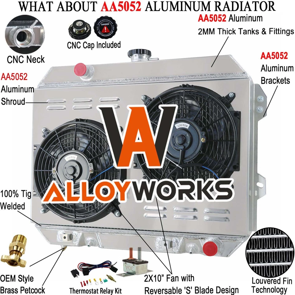 Ventilador de cubierta de radiador de 3 filas + relé para Nissan Datsun 280Z 280ZX L6 1975-1983 2,8 L Foto 1 de 4