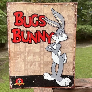 Letrero colgante de pared de metal de dibujos animados retro Bugs Bunny Looney Tunes | 12,5" x 16" - Imagen 1 de 14