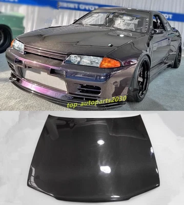 For Nissan Skyline GT-R R32 Real Carbon Front Hood Vented Bonnet Cover 1989-1994 - Image 1 of 4
