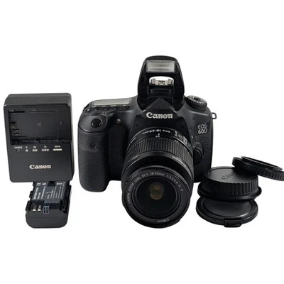 Canon EOS 60D DSLR + 18-55mm IS Lens • Excellent • Charger • Battery • Caps - Image 1 of 4