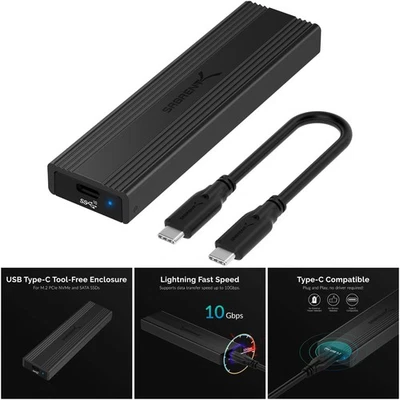 Gabinete SSD SATA USB 3.2 Tipo-C M.2 PCIe NVMe Almacenamiento sin herramientas Foto 1 de 4