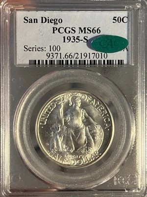 1935-S PCGS & CAC MS66 San Diego Commemorative Half Dollar - Image 1 of 4
