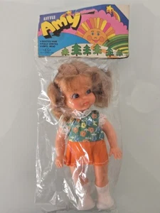 Vintage 70' Little Amy Puppe "blaue Augen" orange Rock Vinyl verwurzeltes Haar, voll verbunden - Bild 1 von 15