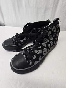 Hot Topic Black Goth Skull Hi Top Sneakers , Size 8 - Picture 1 of 9