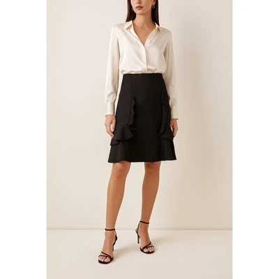 Falda Carolina Herrera New York Tweed Boucle Diseñador Volantes Hasta la Rodilla 12 Foto 1 de 4