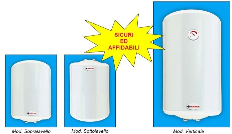 SCALDACQUA ELETTRICO SCALDABAGNO LT. 15 SOTTOLAVELLO 1200 WATT ATLANTIC - Imagen 1 de 1