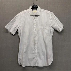 RAG & BONE Vintage Men’s White Blue Stripes Dress Shirt Short Sleeve Size 15. - Picture 1 of 10