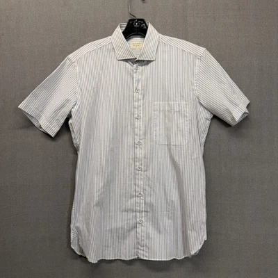 RAG & BONE Vintage Men’s White Blue Stripes Dress Shirt Short Sleeve Size 15. - Image 1 of 4