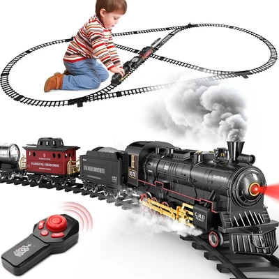 Train Set for Boys, Alloy Remote Control Train Toys with Steam Locomotive Cargo  - Image 1 of 4