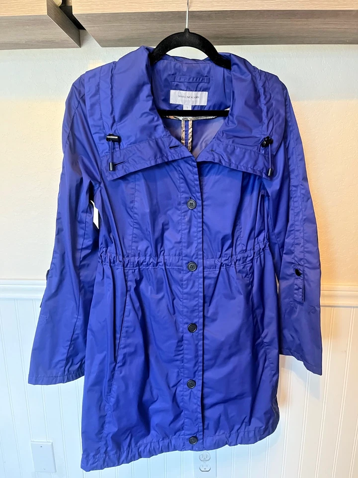 Chaqueta impermeable MARC NEW YORK para mujer, talla S, azul marino/púrpura, manga 3/4 convertida Foto 1 de 4