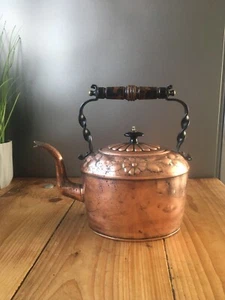 RARE ANTIQUE 19THc JONES BROS & CO COPPER KETTLE TEAPOT KITCHEN FIRESIDE DISPLAY - Picture 1 of 10