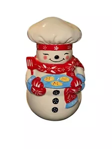 Tarro de galletas Temp-tations By Tara muñeco de nieve con tapa de succión para hornear cerámica 18 oz - Imagen 1 de 9