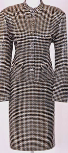 ST.JOHN Women's Knit Black Gold Silver Sequins Rhinestone Jacket Skirt Sz 6-8 - Picture 1 of 8