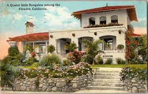 California Flower Bungalow Casa de La Flores 1920 Los Angeles Vintage Postcard - Picture 1 of 4