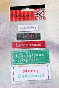 Me & My Big ideas Christmas Woven Labels, Set of 5 Crafting Scrapbooking, NIP - Imagen 1 de 2