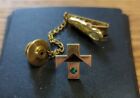 Vintage Tie Tack Tie Pin 14 K 1.6 Grams Green emerald. Comes with Chain