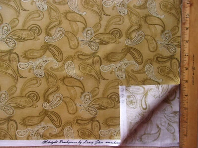 Henry Glass Cotton Quilting Fabric-Paisley Print on Mottled Gold -By the Yard - Image 1 of 4