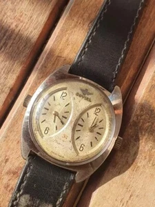 Rare! JOVIAL Dual Time Mechanical Movement 34 Jewels Swiss Men's Watch - Picture 1 of 11