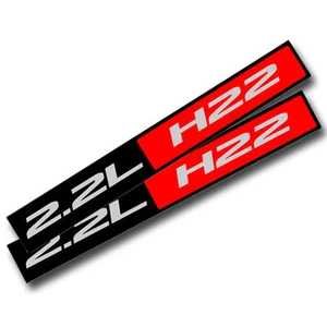 2X BLACK/RED METAL 2.2L H22 ENGINE RACE MOTOR SWAP BADGE FOR TRUNK HOOD DOOR - Picture 1 of 1
