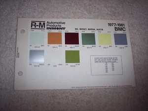 1977-1981 BMC EXTERIOR R-M PAINT CHIP COLOR CHART #432 - Picture 1 of 1