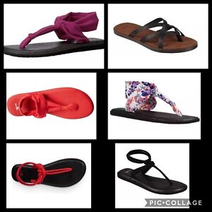 Sanuk Womens yoga mat sling sandal flop violet floral ella spectrum Sunshine red