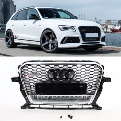 Für Audi Q5 2012-2016 Grill Wabengrill Frontgrill in RSQ5 Quattro Optik chrome - Imagen 1 de 4