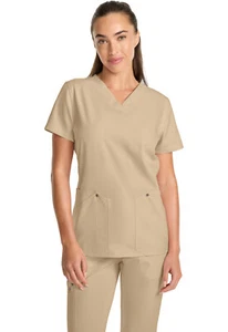 Khaki Dickies Scrubs EDS NXT V Neck Top DK678 KAKC - Picture 1 of 6