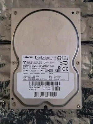 Hitachi Deskstar 80GB 3.5" SATA Desktop Hard Drive HDD HDS728080PLA380 0A31048 - Image 1 of 2
