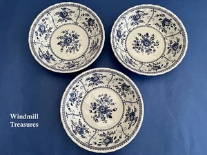 3 JOHNSON BROTHERS INDIES BLUE WHITE SOUP CEREAL BOWLS 18.5cm- GREAT CONDITION - Picture 1 of 5