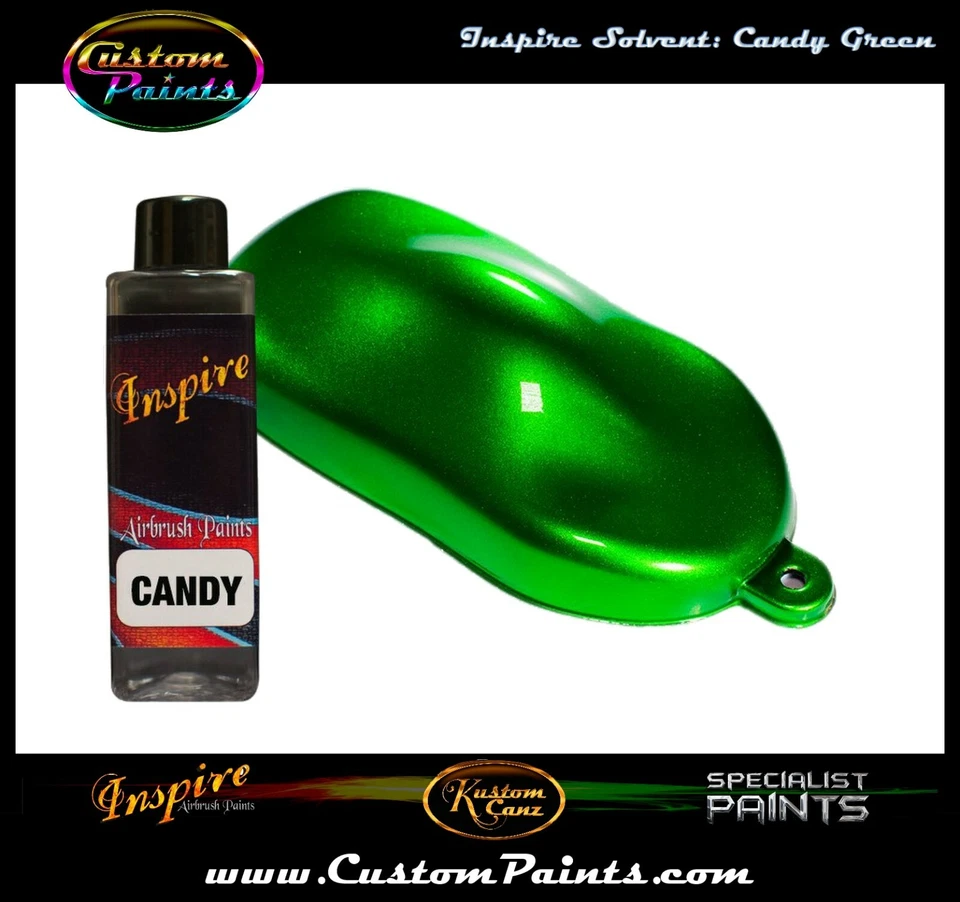INSPIRE AIRBRUSH CANDY GREEN 4oz (SOLVENT), CUSTOM PAINT, HOK, ARTIST, HOTROD