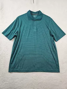 Croft & Barrow Polo Mens Large Teal Striped Performance Golf Athletic Summer - Picture 1 of 12