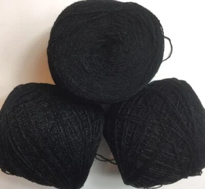 Hilo Lace Crystal Color Black Acrylic/Rayon. 900 yards per ball. 1 set of 3. - Picture 1 of 4