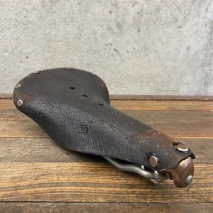 Vintage Brooks Leather Seat Early Saddle Brown England DRY Patina Competition - Picture 1 of 12