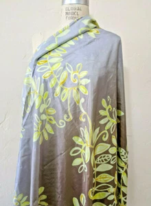 Green Border Printed 100% Silk habbati Fabric 45” wide. Sold By Yard  - Picture 1 of 4