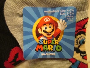Super Mario 5-Pack Kids Sock Size 4 - 7 1/2 Low Cut No Show - Picture 1 of 2