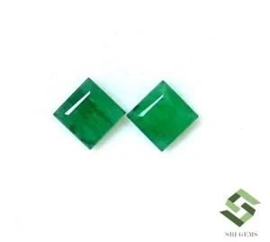 6x6 mm Certified Natural Emerald Square Cut Pair 2.27 Cts Untreated Loose Gems - Picture 1 of 8