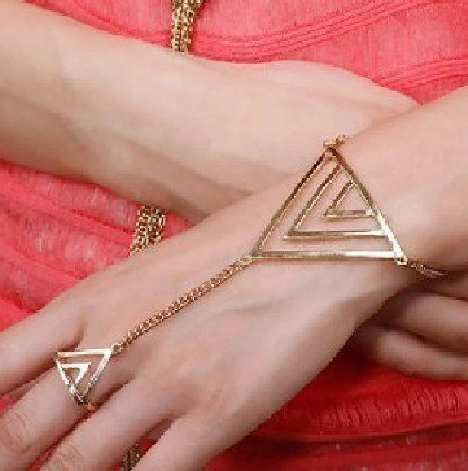 Sklaven Armband mit Ring Kette Dreieck Handschmuck  Sklavenarmband NEU - Bild 1 von 1