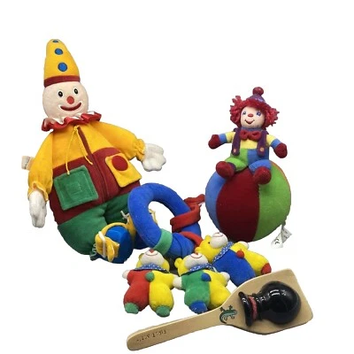 Lote de 4 Juguetes Payaso Niños-Sonajero-Bola Musical-Clapper Madera-Muñeca Vísteme Foto 1 de 4